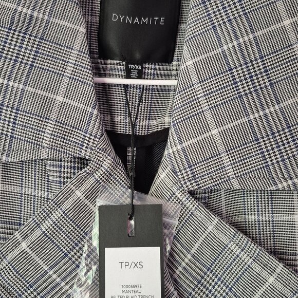 BNWT Dynamite Long Oversized Plaid Trench Coat Women XS - Picture 2 of 5